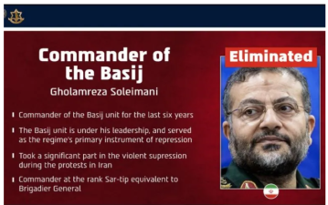 Irán confirma muerte del jefe de la milicia Basij tras bombardeo atribuido a Israel