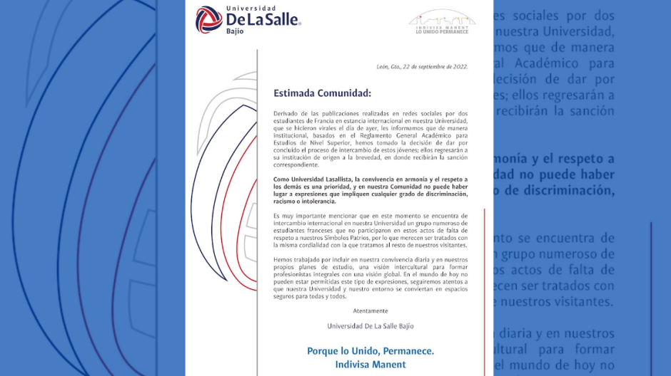 Expulsan a estudiantes franceses de La Salle por burlarse de México