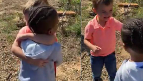 El conmovedor abrazo de 2 niños que se volvieron a reunir después de 2 meses