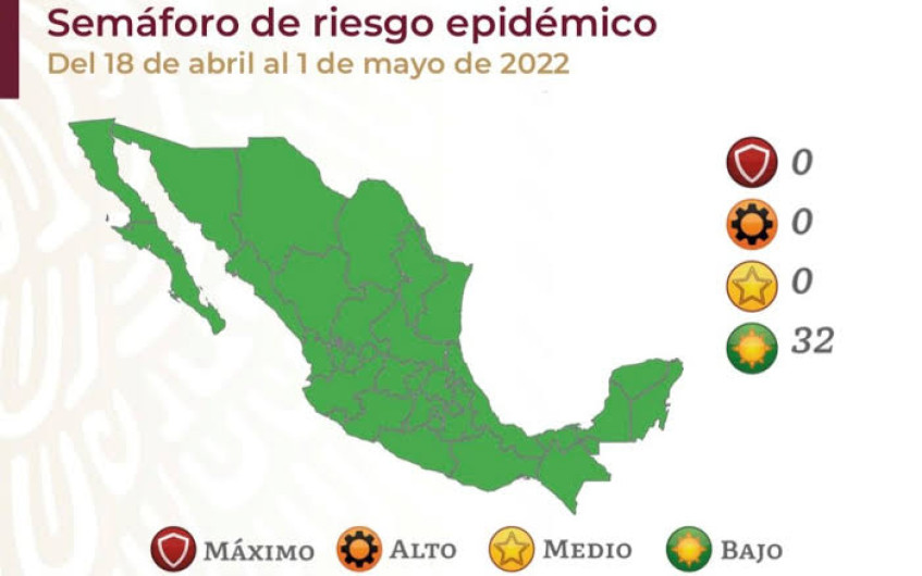 Por tercer periodo consecutivo, semáforo epidémico se mantiene en verde en todo el país