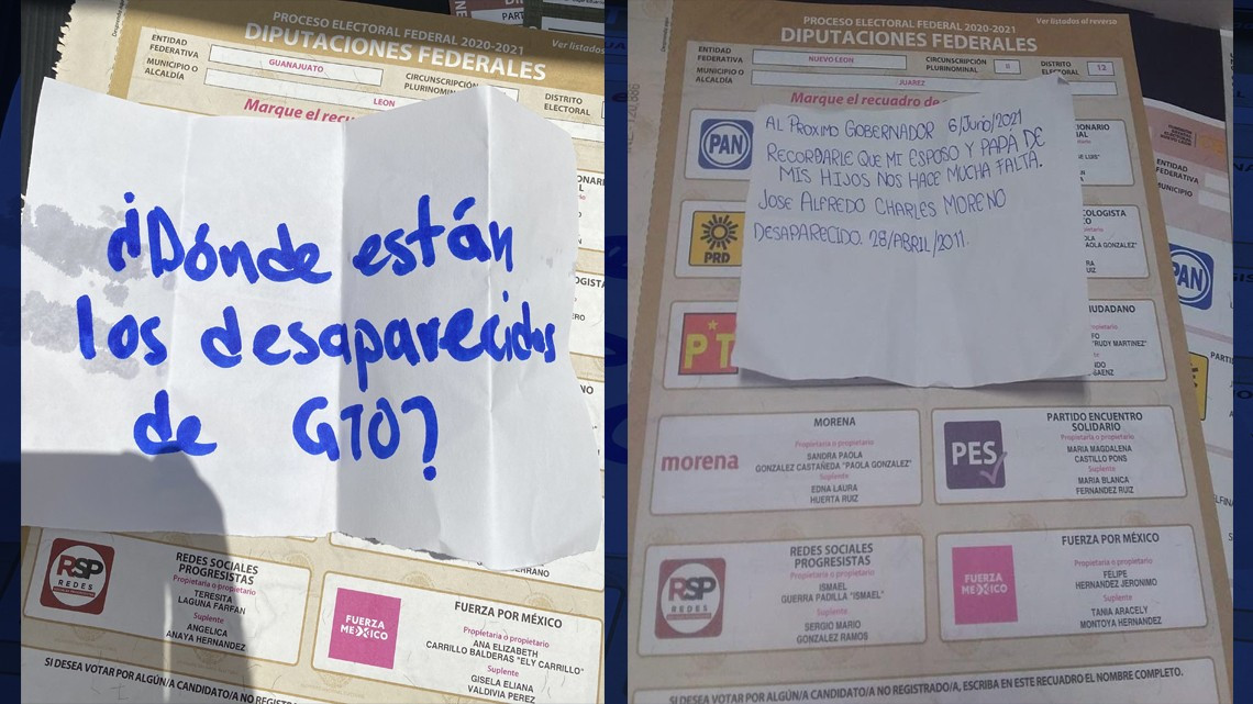 Ciudadanos marcan boletas con consignas por feminicidios y desaparecidos  