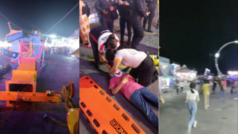 Se desploma juego mecánico en feria en Nuevo León; hay cuatro lesionados