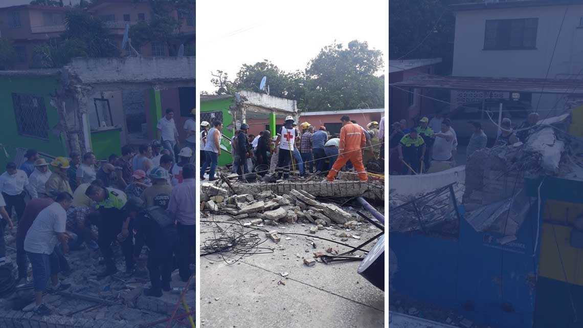 Cae loza y deja atrapados a tres personas