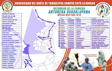 Antorcha Guadalupana pasará por Reynosa