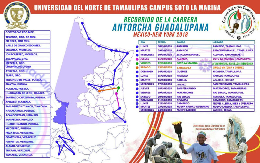 Antorcha Guadalupana pasará por Reynosa