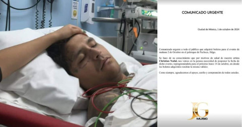 Christian Nodal es hospitalizado: pospone concierto