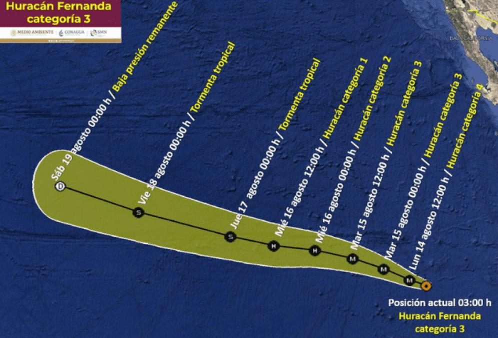 Huracán "Fernanda" alcanza categoría 3