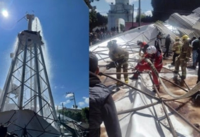 Colapsa tanque de agua recién inaugurado y mata 2 personas 