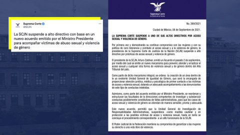 Suspende la SCJN a uno de sus altos directivos por acoso sexual