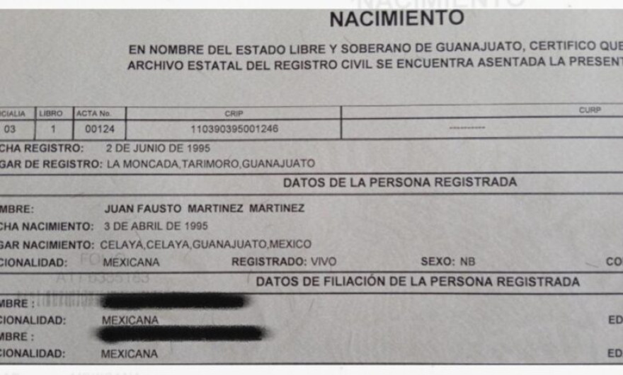Expiden la primera acta de nacimiento a persona no binaria a nivel nacional