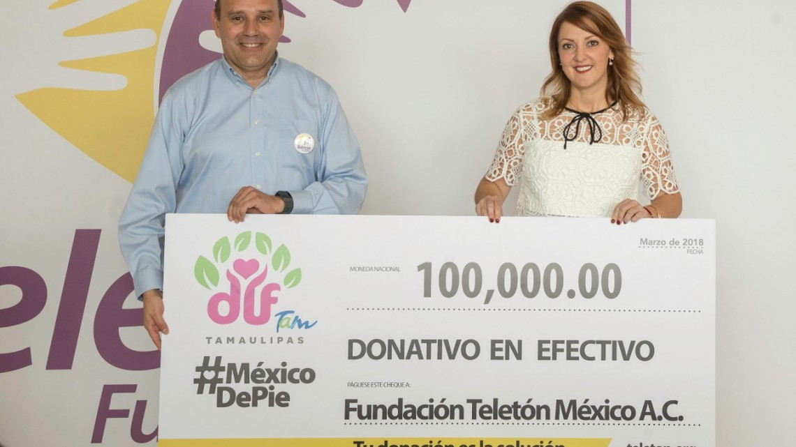 Entrega Mariana Gómez donativo de tamaulipecos a Teletón