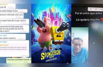 Maestro propone clase para ver la película de Bob Esponja y solo uno alumno se conectó