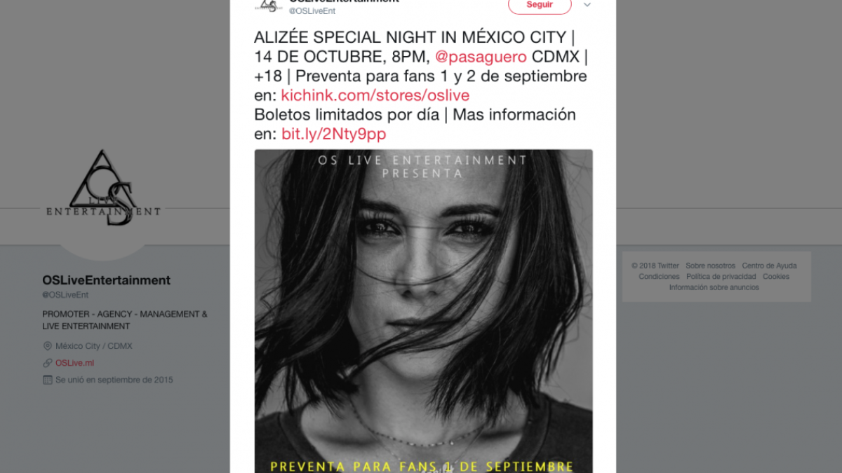 Alizée se presentará en la CDMX