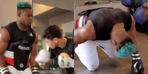 Ryan García 'noquea' a jugador de los Steelers en entrenamiento 