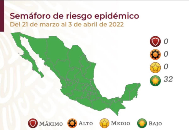 Todo México pasa a verde en semáforo epidémico por COVID-19