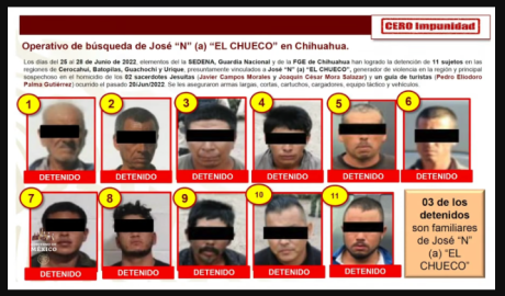 Suman 11 detenidos por el asesinato de los sacerdotes de Chihuahua:SSPC