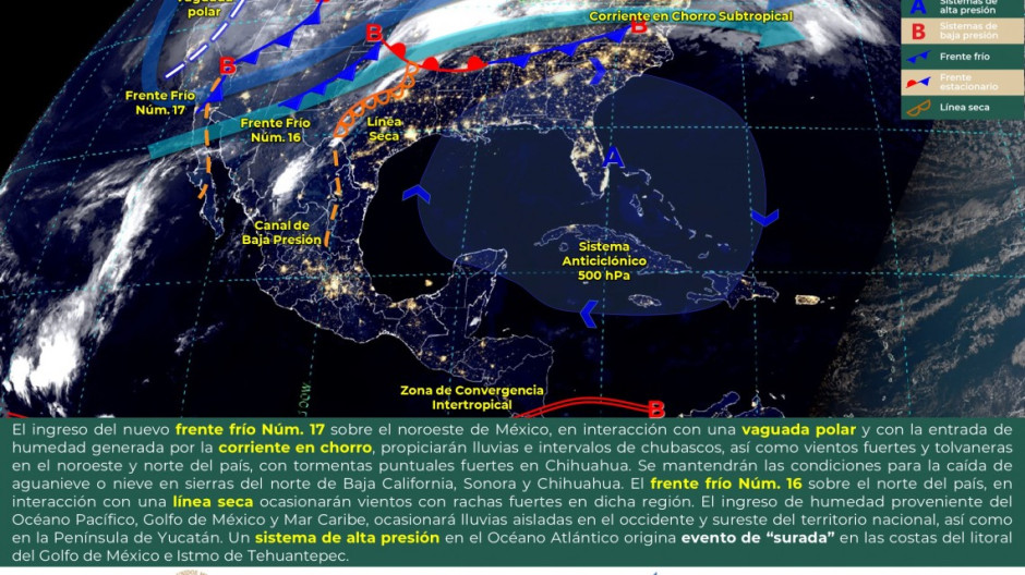Se prevén temperaturas heladas y lluvias puntuales en varios estados