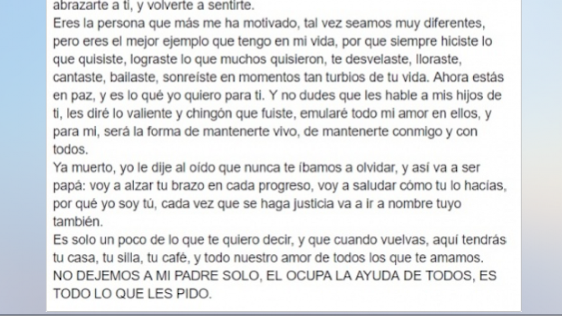 Hijo de Javier Valdez emite mensaje por facebook