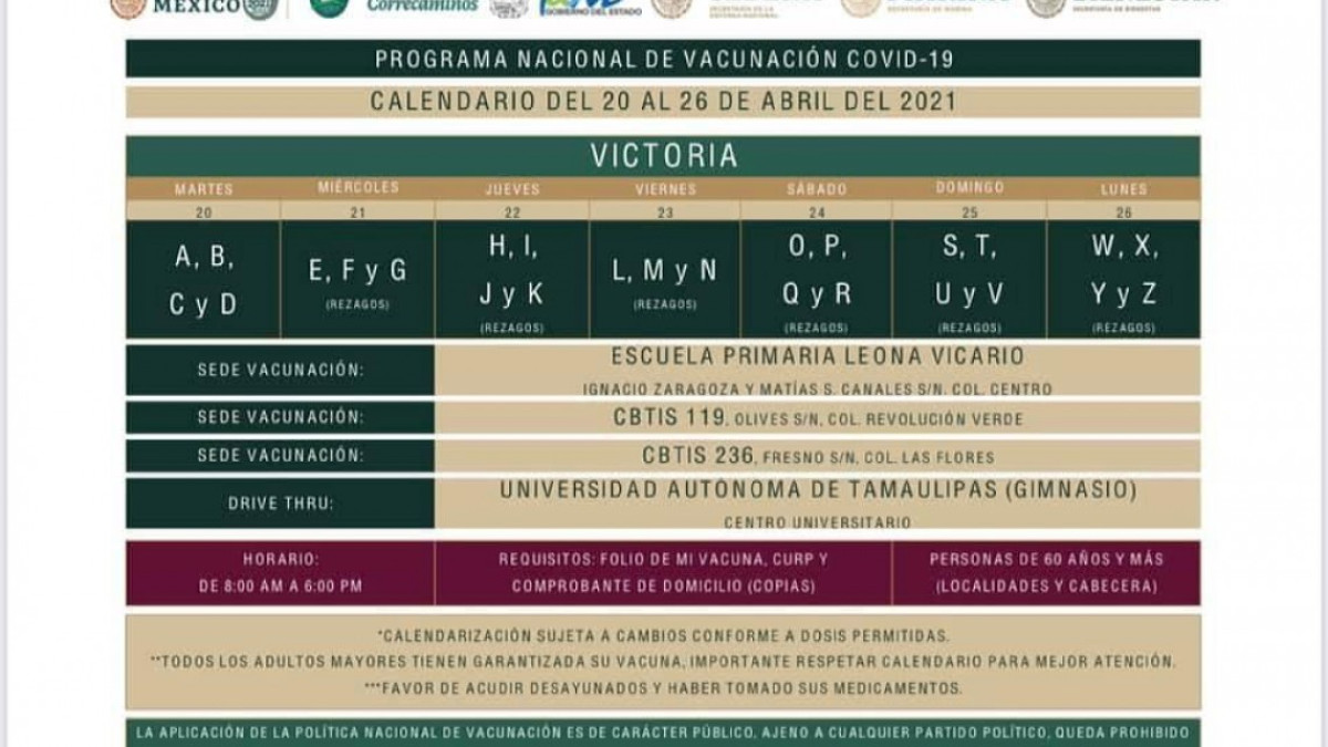 Llega la segunda dosis contra el Covid 19 para adultos mayores de Victoria