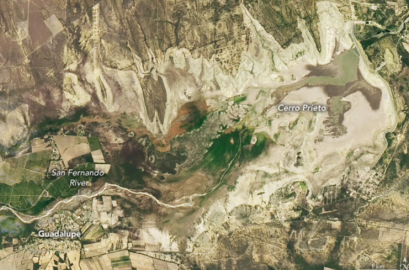 NASA comparte imagen de presa Cerro Prieto afectada por la sequía 