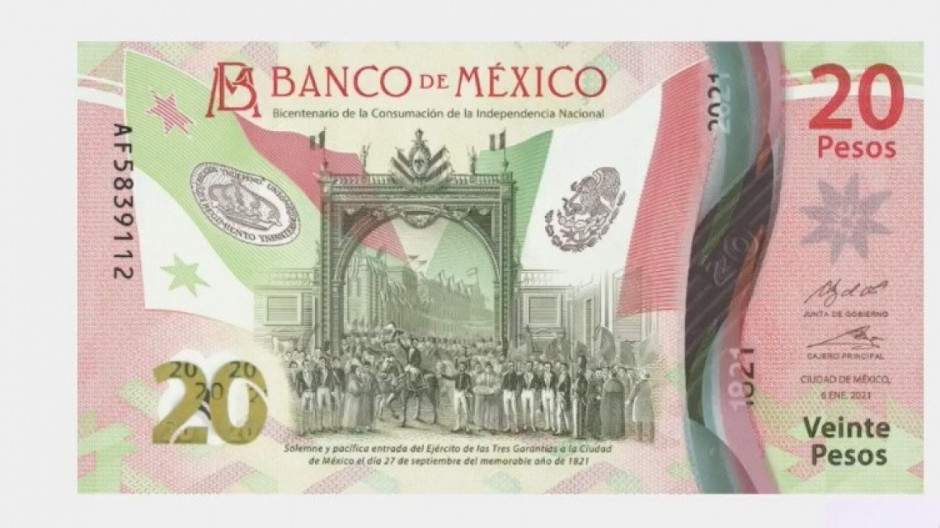 Banxico pone en circulación nuevo billete de 20 pesos 