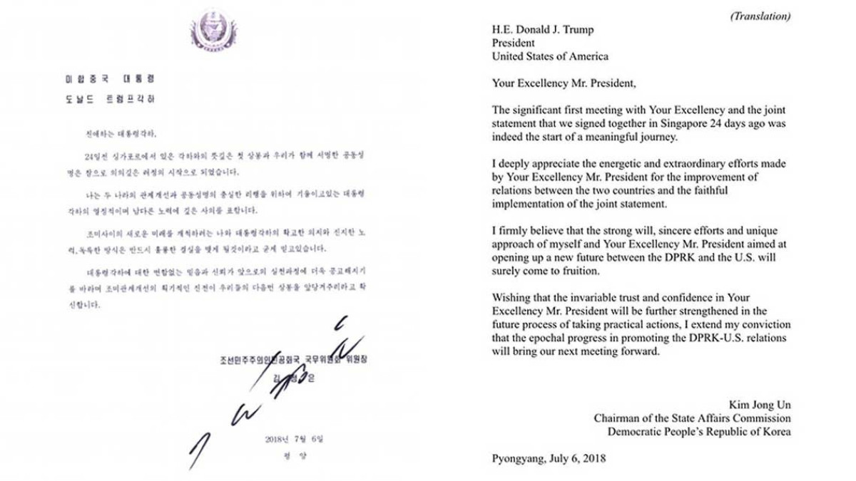 Trump revela carta que recibió de Kim