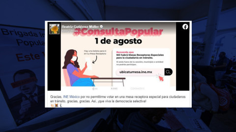 Reclama Beatriz Gutiérrez Müller a INE que no existan mesas receptoras especiales 