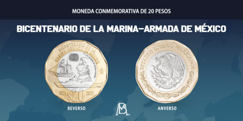 Presenta Banxico nueva moneda de 20 conmemorativa por el bicentenario de la Semar