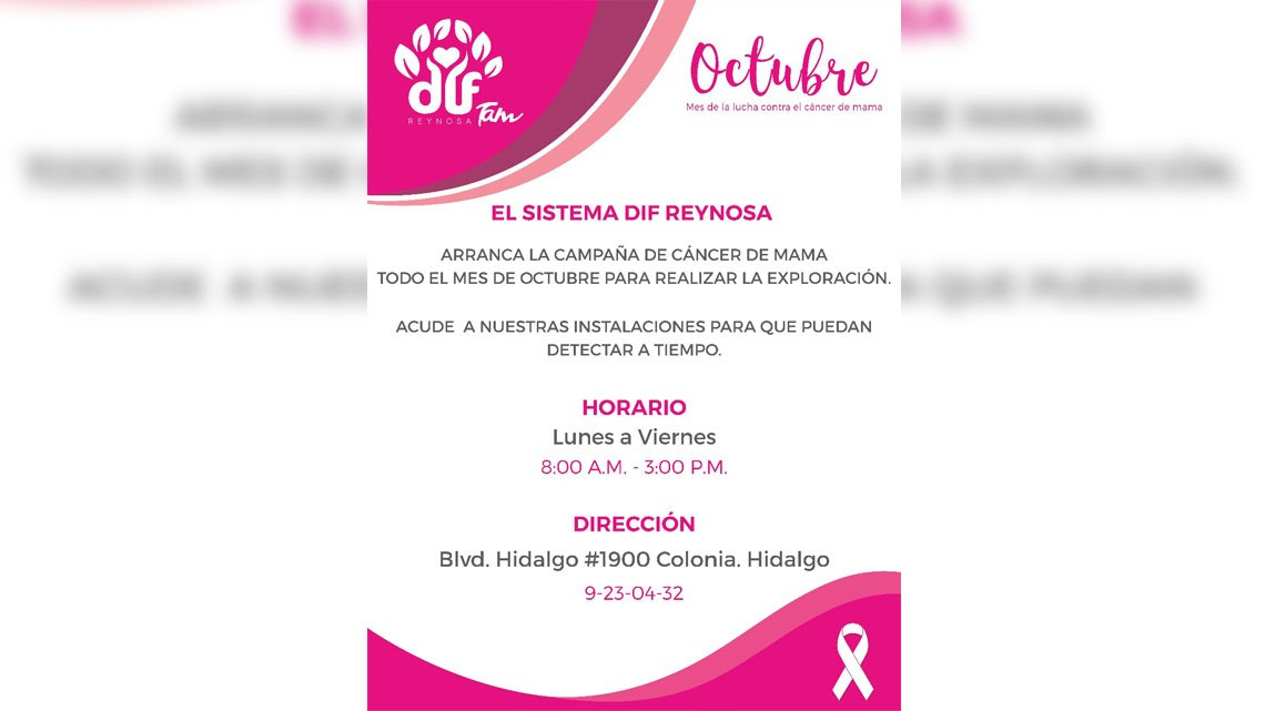 DIF Reynosa realiza campaña contra el cáncer