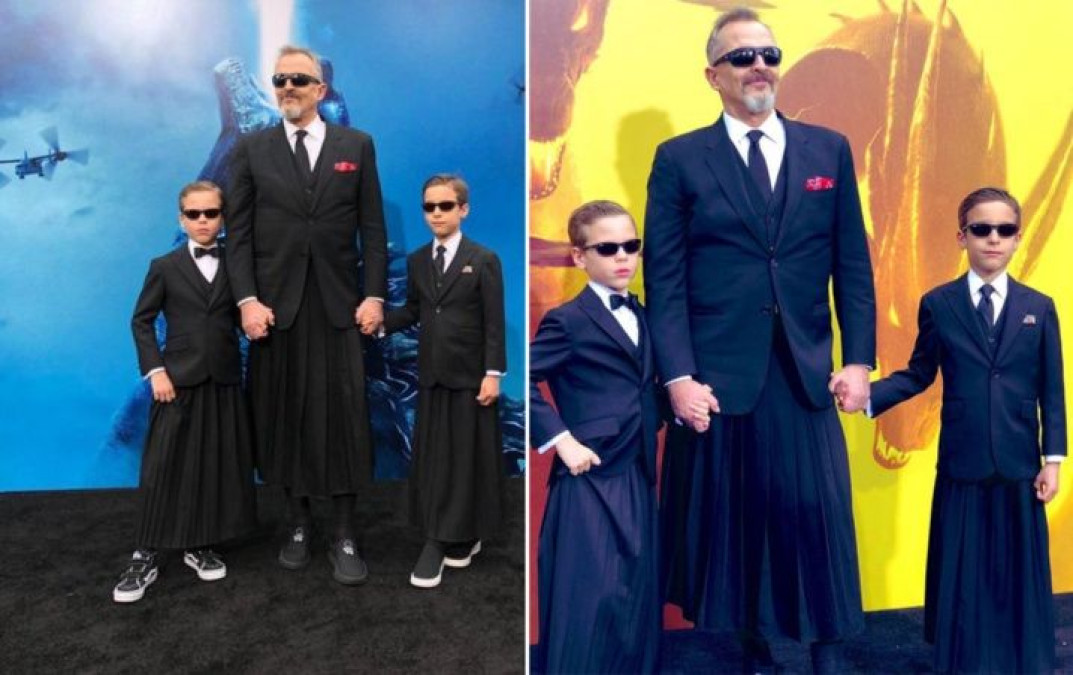 Miguel Bosé y sus hijos lucen faldas