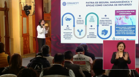 Conacyt anuncia que ya está lista la vacuna de refuerzo “Patria”