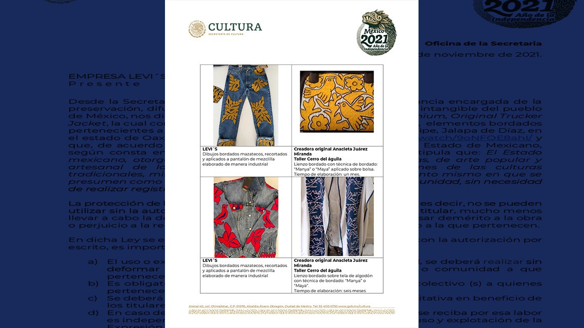 Acusa Gobierno de México a 'Levi's' por uso, sin autorización, de diseños indígenas en su nueva colección 