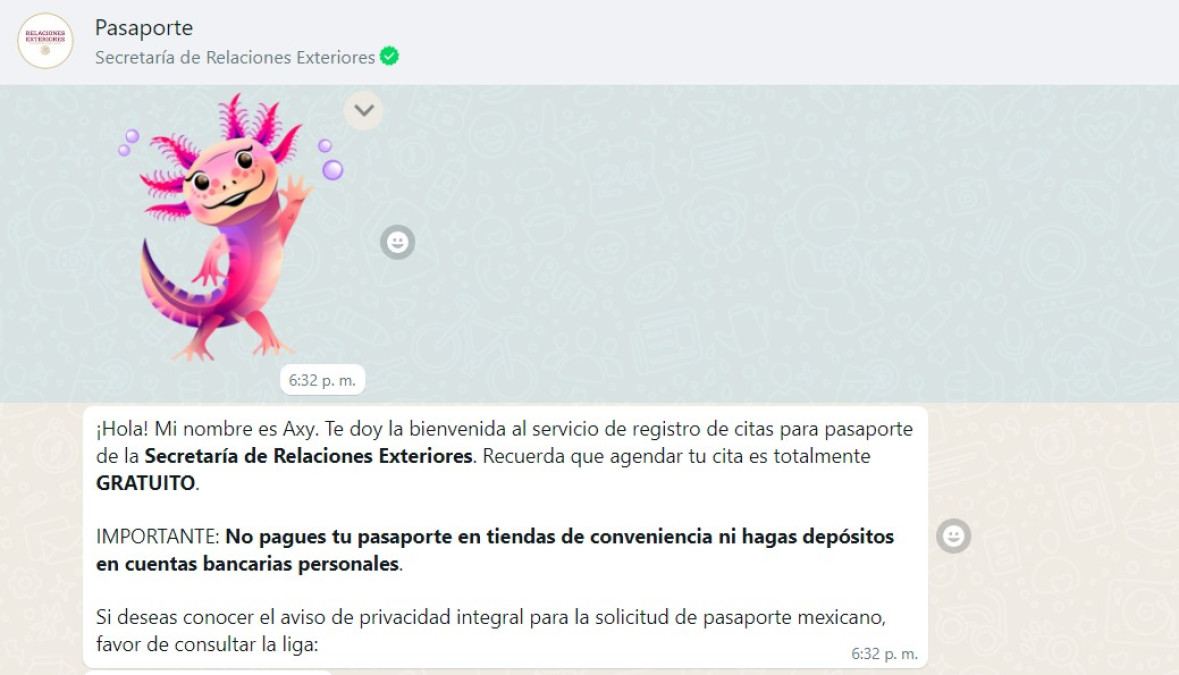 A partir de hoy podrás sacar tu cita de pasaporte por WhatsApp