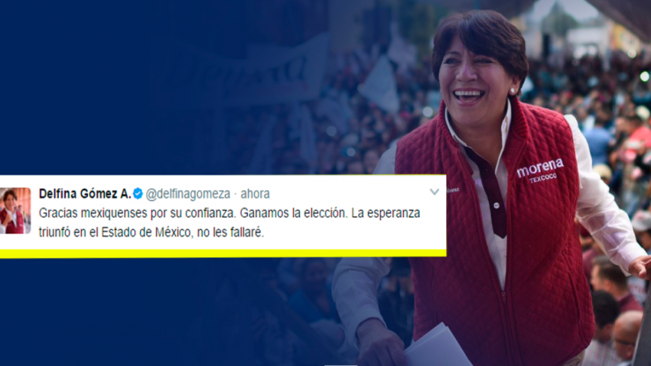 A través de Twitter, Delfina Gómez se declara ganadora en EDOMEX
