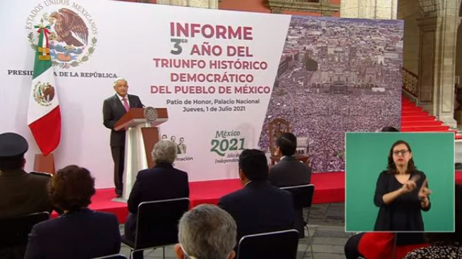 Ofrece  AMLO informe por tercer año de su triunfo en las elecciones 