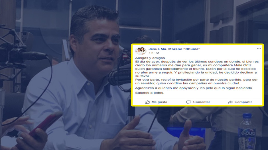 Jesús Ma. Moreno "Chuma" declina a favor de Maki Ortiz 