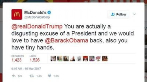 Tweet de McDonald's a Trump causa polémica