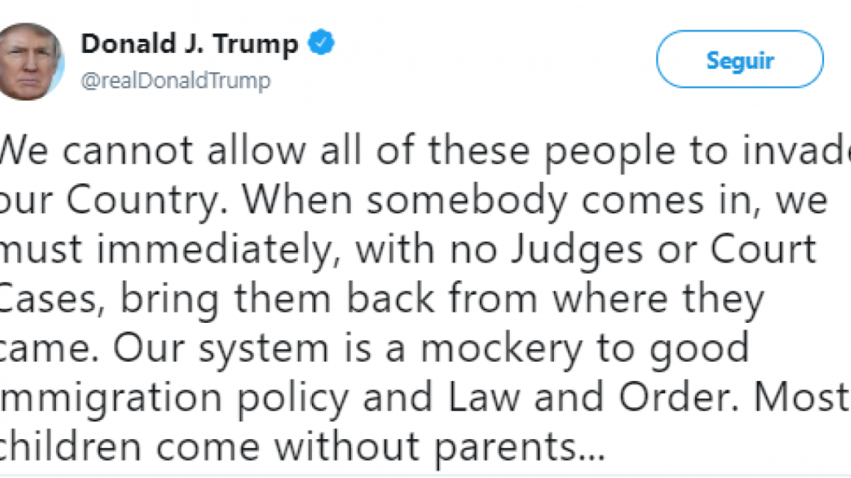 Trump solicita deportaciones extrajudiciales debido a la "invasión de inmigrantes"