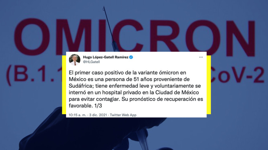 Confirman primer caso de la variante Ómicron en México
