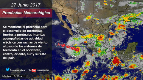 Huracán 'Dora' se aleja de las costas del país y se debilita