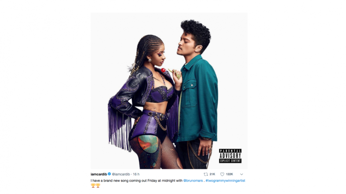 Cardi B estrenará canción con Bruno Mars