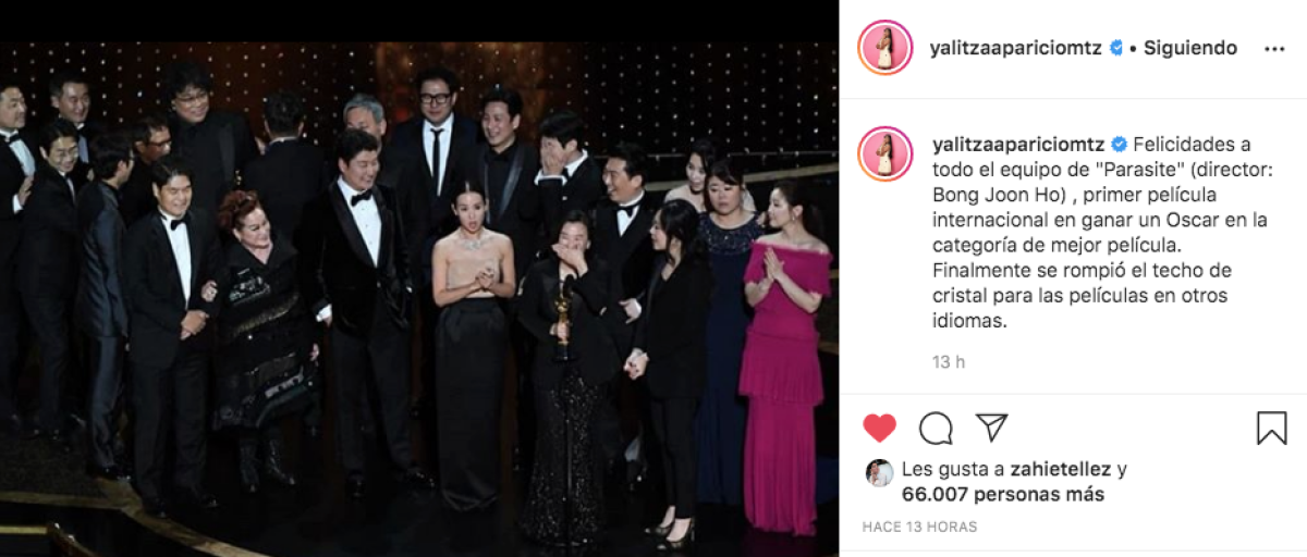 "Finalmente se rompió el techo de cristal para las películas en otros idiomas": Yalitza Aparicio