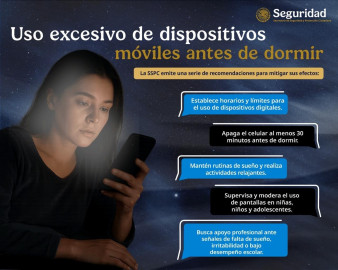 SSPC alerta sobre riesgos del uso excesivo de dispositivos antes de dormir