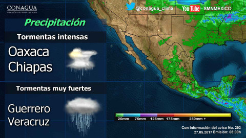 Prevén lluvias fuertes a intensas en varios estados