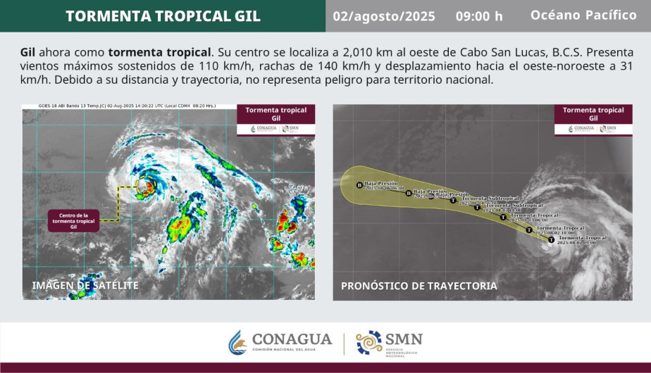 Tormenta tropical ‘Gil’ se aleja de México; vigilan zonas de baja presión en el Pacífico