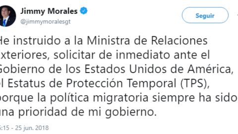Presidente de Guatemala pedirá a EE.UU. protección para sus inmigrantes