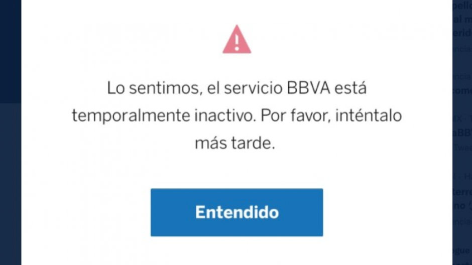 ¡No es tu internet! BBVA registra fallas sus servicios 