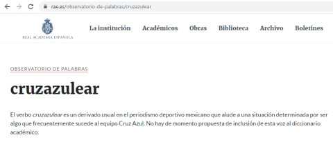 La RAE incluye ‘cruzazulear’ en su Observatorio de palabras