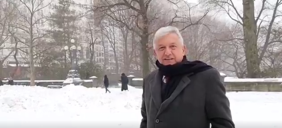 Cancela AMLO evento en NY por tormenta de nieve