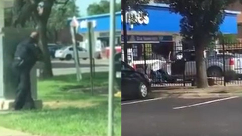 Captan el momento exacto de la balacera en Laredo Texas 